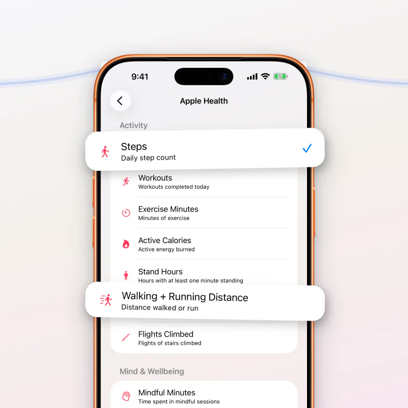 My Habits výběr aktivity z Apple Zdraví