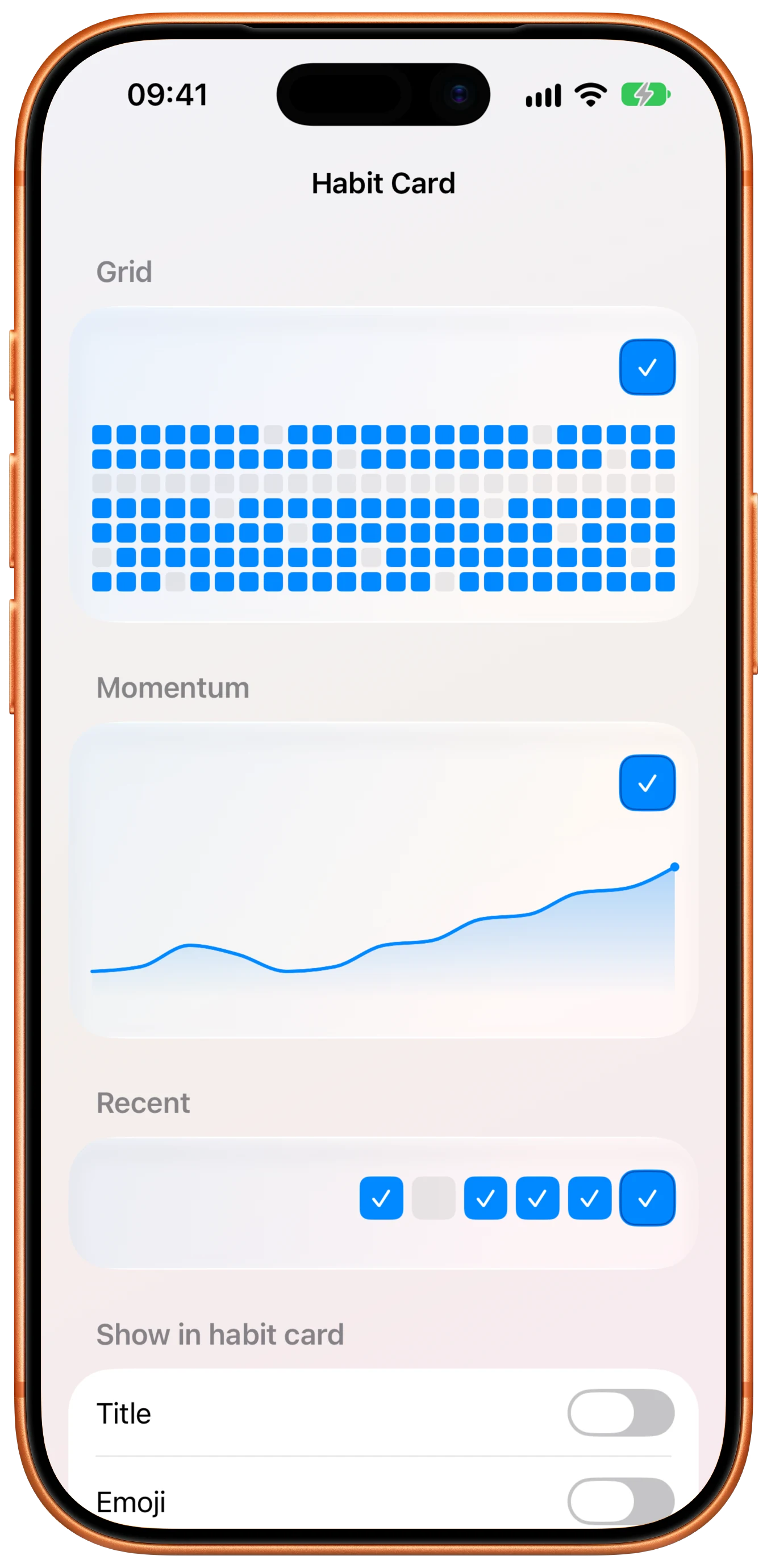 My Habits habit list in light mode